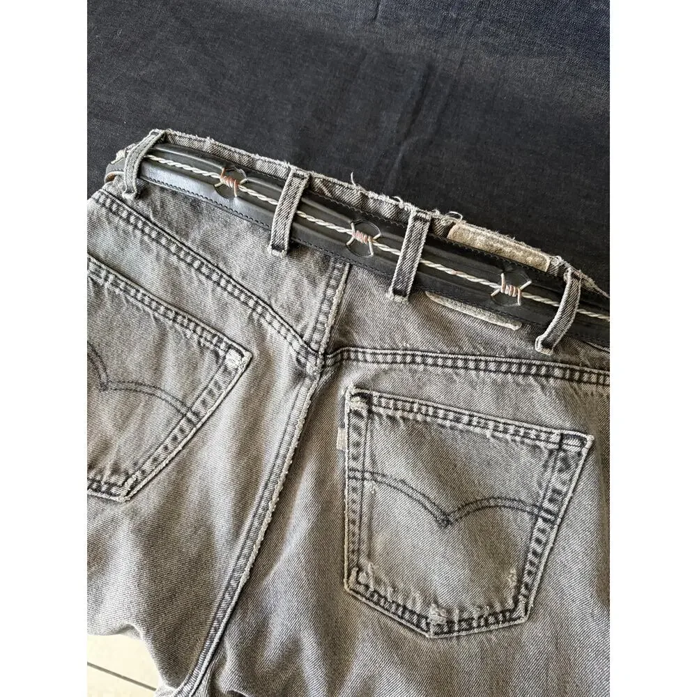 Vintage heavy duty, Justin leather barbed wire belt size 38 fits 36- 40